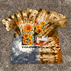 Claude Monet Mens T Shirt Tournesols Sunflower Yellow Tie Dye Graphic Sz Medium